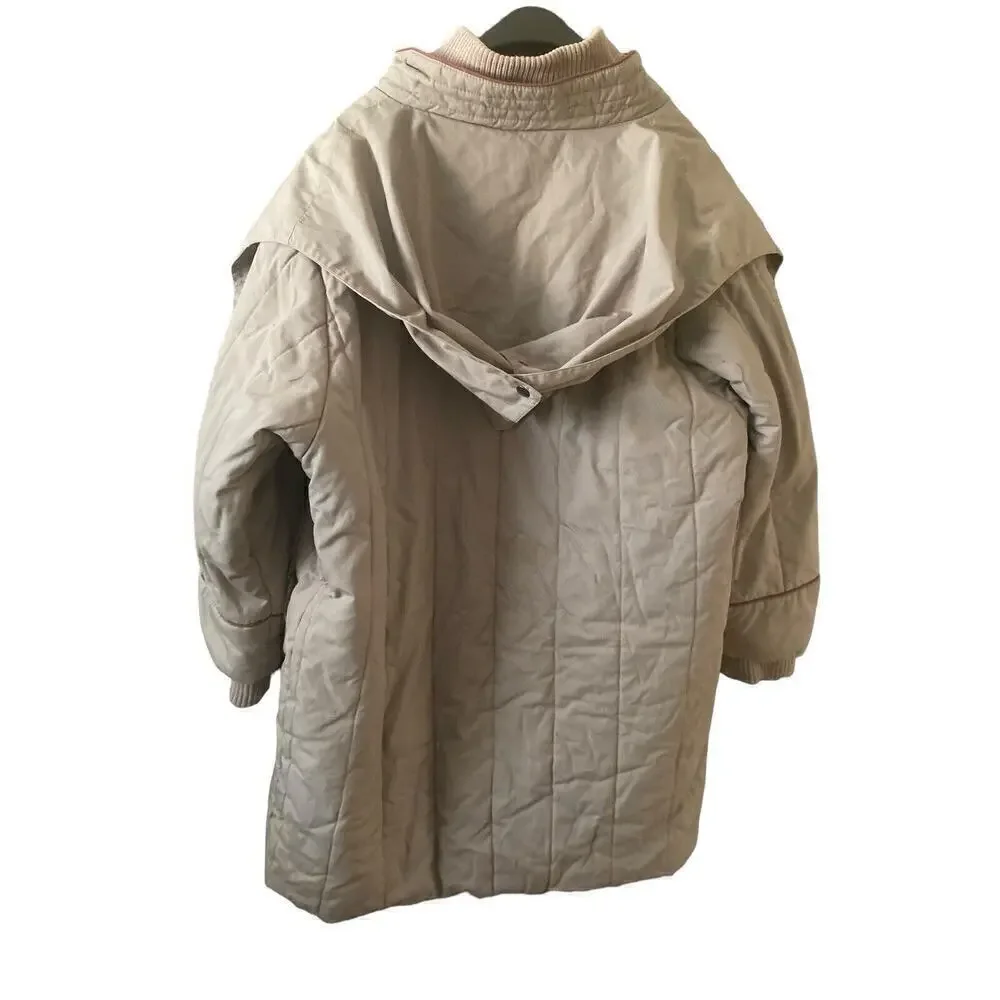 Vtg Mulberry Street Puffer Coat Gray Snap Hood 80s Joyce Stranger Things Size L